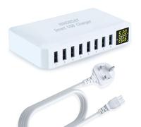 HIHOBDAY 60W 8-Port GaN Charging Station, USB Fast Charger Plug with Display, Compatible with iPhone Samsung Huawei Series and More (White)