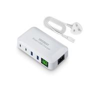 HIHOBDAY 70W 4-Port GaN Charging Station PD20W QC3.0, USB Super Fast Charger Plug with Display, Compatible with iPhone Samsung Huawei Series and More (White)