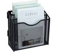 HIHOBDAY Desk File Organizer with 3 Vertical Compartments Wall Mountable Mail Paper Document Folder Holder Magazine Storage Rack for Home Office Classroom,Black
