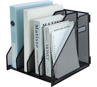 HIHOBDAY Desk Organizers Metal Desk Magazine File Holder Rack File Organizer for Office Desktop,Home Workspace,4 Vertical Compartments