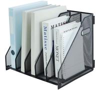 HIHOBDAY Desk Organizers Metal Desk Magazine File Holder Rack File Organizer for Office Desktop,Home Workspace,5 Vertical Compartments