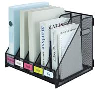 HIHOBDAY Desk Organizers Metal Desk Magazine File Holder Rack File Organizer for Office Desktop,Home Workspace,5 Vertical Compartments