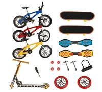 HIHOBDAY Mini Finger Toys Set, Mini Scooter Finger Skateboards Finger Bikes Tiny Swing Board with Replacement Wheels and Tools (18 Pcs)