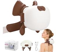 HIHOBDAY Neck and Shoulder Massager,Portable Shiatsu Back Massage Hand-Shaped Deep Tissue 4D Kneading Massager with Heat for Pain Relief and Muscle Relax,Gifts for Women Men,(Cream & Brown)