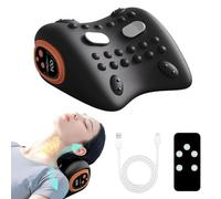 HIHOBDAY Neck Massager Pillow with Heat,3-in-1 EMS Pulse/Vibration/Heating with Remote Control,Electric Cervical Neck Traction Pillows for Pain Relief and Muscle Relax,Gifts for Women Men(Black)