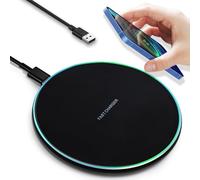 HIHOBDAY Wireless Charger With Indicator Light,Qi-Certified 15W Max Fast Wireless Charging Pad with USB-C Cable, Compatible with iPhone 16/15/14/13/12/XS AirPods Samsung HUAWEI Series And More(Black)