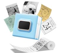 HiHTV Portable Sticker Printer - Bluetooth Sticker Maker Machine, M02D Print Pod with Stickers, Mini Thermal Printer, Pocket Printer for Notes, List, Study, Gift, Photo Printer for iPhone, Blue