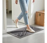 HIHUHEN Non-Slip Doormat with Rubber Base - Excellent anti-slip performance, combined with water absorption and mud-proof functions. Suitable for indoor entrances and bedroom areas (80x49, Chevron)