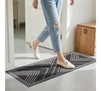 HIHUHEN Non-Slip Doormat with Rubber Base - Excellent anti-slip performance, combined with water absorption and mud-proof functions. Suitable for indoor entrances and bedroom areas (120x49, Chevron)