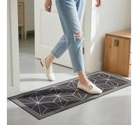 HIHUHEN Non-Slip Doormat with Rubber Base - Excellent anti-slip performance, combined with water absorption and mud-proof functions. Suitable for indoor entrances and bedroom areas (120x49, Argyle)