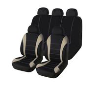 HIIAW Auto Seat Covers Set Universal Auto Seat Covers Full Set For Car Truck SUV Van Polyester Front & Rear Protector(Beige full set)