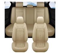 HIIAW Auto Seat Covers Set Universal Car Seat Full Set Covers PU For A4 For B9 For Avant For Fiesta For Ct6 For SUV For Sedan(Beige)