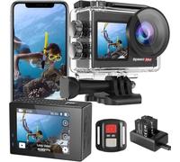 Hiicam Speed 20 Action Camera Dural Screen 4K 60FPS Underwater Camera Snorkeling 131FT, Waterproof Camera with EIS Stabilization, Wireless Remote, 5X Zoom, 170° Wide Angle