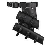 HiiFeuer 2 PCs Medieval Double Sword Frog with Belt Renaissance Adjustable Sword Holder Sheath Hoslter for Ren Faire Cosplay (Black A)