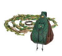 HiiFeuer Boho Leaf Twine Belt Renaissance Leaf Purse,Bagladybug Decor Dice Bag Elven Accessories for LARP Ren Faire Halloween(Green B)