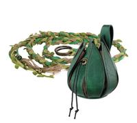 HiiFeuer Boho Leaf Twine Belt Renaissance Leaf Purse,Bagladybug Decor Dice Bag Elven Accessories for LARP Ren Faire Halloween(Green C)