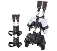 HiiFeuer Faux Leather Vintage Geek Game Controller Holster, Portable Belt Carrier Controller Stand Adaptable Handle Gaming (Dark Brown A) [not_machine_specific]