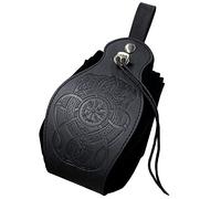 HiiFeuer Medeival Faux Leather Pouch, Portable Drawstring Purse, Vintage Belt Pouch Dice Bag For LARP Ren Faire (Dragon Black)