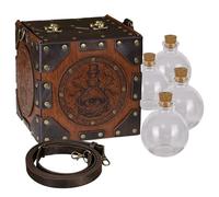 HiiFeuer Medieval Alchemist Crossbody Bag, Embossed Leather Riveted Potion Box with Bottles, Wizard Storage Box for Ren Faire(Brown A)