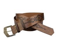 HiiFeuer Medieval Alchemy Faux Leather Buckle Belt, Fantasy Embossed Wizard Knight Belt for LARP Ren Faire (Brown)