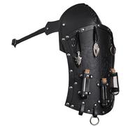 HiiFeuer Medieval Alchemy Shoulder Armor with Pendant Vials, Embossed Mercenary Knight Single Pauldron for Cosplay Ren Faire, Black, One size