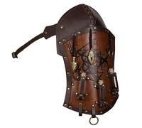 HiiFeuer Medieval Alchemy Shoulder Armor with Pendant Vials, Embossed Mercenary Knight Single Pauldron for Cosplay Ren Faire (Brown A)