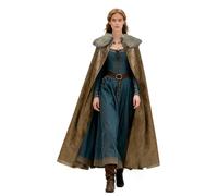 HiiFeuer Medieval Barbarian Cloak With Artificial Fur Shawl, Wrap Collar Viking Warrior Cape, Renaissance Role play Costume(Brown S)