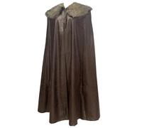 HiiFeuer Medieval Barbarian Cloak with Artificial Fur Shawl, Wrap Collar Viking Warrior Cape, Renaissance Role Play Costume(Dark Brown S)