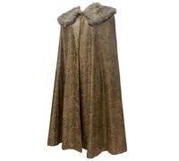 HiiFeuer Medieval Barbarian Cloak with Artificial Fur Shawl, Wrap Collar Viking Warrior Cape, Renaissance Role Play Costume(Brown L)