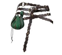 HiiFeuer Medieval Belt Renaissance Leaf Purse, Bagladybug Decor Dice Bag Elven Dress Accessories for LARP Ren Faire Halloween(Brown C)