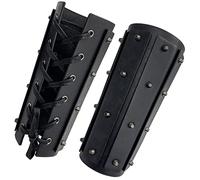 HiiFeuer Medieval Brigandine Arm Guards, Mercenary Faux Leather Gauntlet, Vintage Renaissance Knight Arm Bracers (Black A)