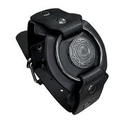 HiiFeuer Medieval Embossed Alchemy Faux Leather Cuff Bracelet, Fantasy Retro Wristband, Wizard Buckle Fastening Cuff Bangle Bracelet (Black E)