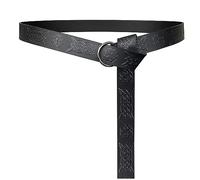 HiiFeuer Medieval Embossed PU Leather O Ring Belt, Retro Renaissance Knight Belt (Black B)