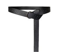 HiiFeuer Medieval Embossed PU Leather O Ring Belt, Retro Renaissance Knight Belt (Black E)