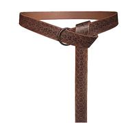HiiFeuer Medieval Embossed PU Leather O Ring Belt, Retro Renaissance Knight Belt (Brown D)
