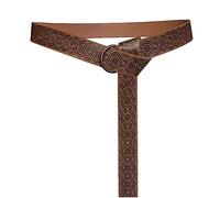 HiiFeuer Medieval Embossed PU Leather O Ring Belt, Retro Renaissance Knight Belt (Brown E)