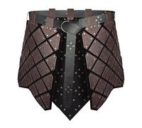 HiiFeuer Medieval Faux Leather 3PCs Waist Armor with Belt, Middle Ages Cosplay Thigh Armor, Mercenary&Knights Skirt Armor (Dark Brown A)