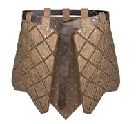 HiiFeuer Medieval Faux Leather 3PCs Waist Armor with Belt, Middle Ages Cosplay Thigh Armor, Mercenary&Knights Skirt Armor (Brown A)