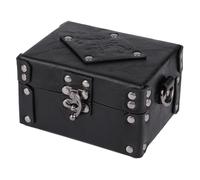 HiiFeuer Medieval Faux Leather Alchemy Box with 12 Cork Potion Vials, Fantasy Portable Crossbody Bag Jewelry Dnd Dice Holder (Black A)