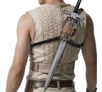 HiiFeuer Medieval Faux Leather Back Sword Frog, Vintage Adjustable Sword Holster, Middle Ages Back Sword Sheath Holster (Brown B)
