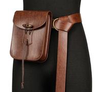 HiiFeuer Medieval Faux Leather Belt Bag, Vintage Renaissance Belt Pouch Fanny Pack Purse, Waist Bag Cosplay for Ren Faire, Brown, Style a