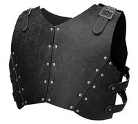 HiiFeuer Medieval Faux Leather Chest Armor, Retro Mercenary Knight Archer Body Armor, Adjustable Chest Armour for LARP Costume& Ren Faire(Black B)