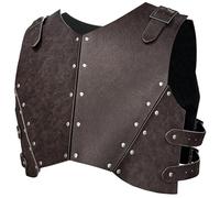 HiiFeuer Medieval Faux Leather Chest Armor, Retro Mercenary Knight Archer Body Armor, Adjustable Chest Armour for LARP Costume& Ren Faire(Dark Brown B)