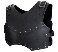 HiiFeuer Medieval Faux Leather Chest Armor, Retro Mercenary Knight Archer Body Armor, Adjustable Chest Armour for LARP Costume& Ren Faire(Black A)
