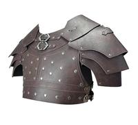 HiiFeuer Medieval Faux Leather Chest Armor, Vintage Pauldron Shoulder Armor Adjustable Mercenary Knight Archer Vest Armour (Dark Brown A)