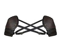 HiiFeuer Medieval Faux Leather Double Pauldron, Vintage Mercenary Knight Shoulder Armor for LARP/Cosplay Ren Faire, Brown B, Large