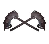 HiiFeuer Medieval Faux Leather Double Pauldron, Vintage Mercenary Knight Shoulder Armor for LARP/Cosplay Ren Faire(Dark Brown A)