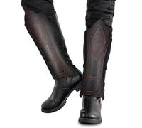 HiiFeuer Medieval Faux Leather Leg Gaiters, Vintage Middle Ages Knight Leg Armor, Mercenary Leg Guards for LARP (Dark Brown B)