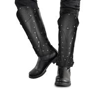 HiiFeuer Medieval Faux Leather Leg Gaiters, Vintage Middle Ages Knight Leg Armor, Mercenary Leg Guards for LARP (Black C)