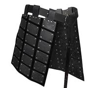HiiFeuer Medieval Faux Leather Thigh Armor, Retro Double Sides Waist Armor With Belt, Mercenary&Knights Skirt Armor (Black A)